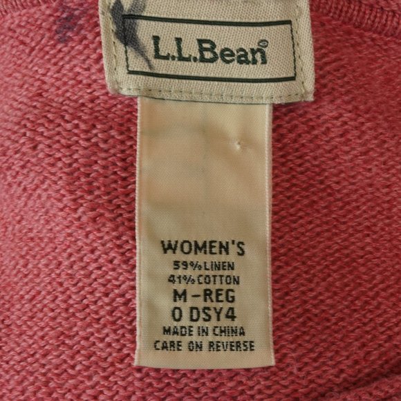 LL Bean Pink V-Neck Linen Blend Sweater Size‎ Medium - Picture 4 of 4